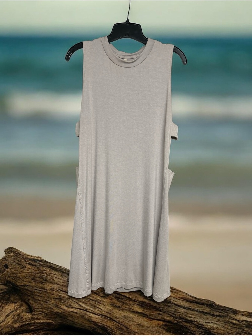 Wishlist Light Gray Sleeveless Tank Dress with Side Cutouts